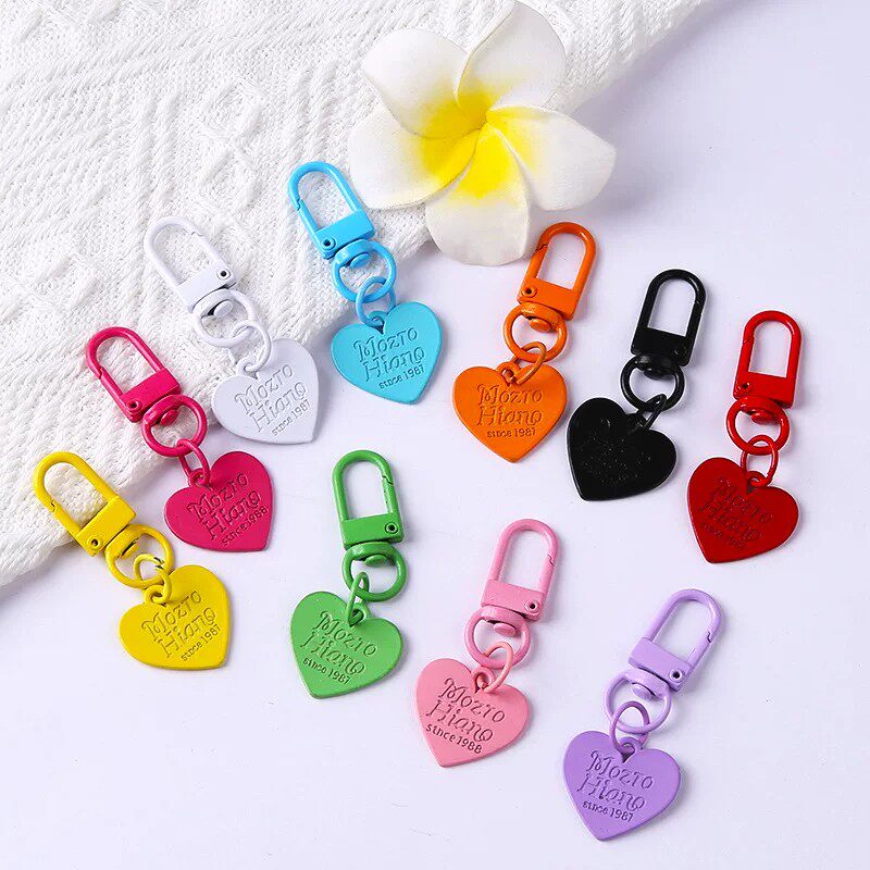 Colorful Candy-Colored Heart Keychain Creative Personalized Cute Letter Pendant Decoration Cute Heart Shape