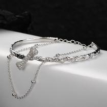 S2104 Korean style design S925 sterling silver diamond bone bracelet for women with irregular opening and concave and convex feeling bracelet
