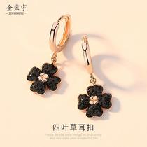 Four-leaf clover earrings sterling silver Japanese and Korean simple temperament rose gold earrings internet celebrity classic forest flower earrings