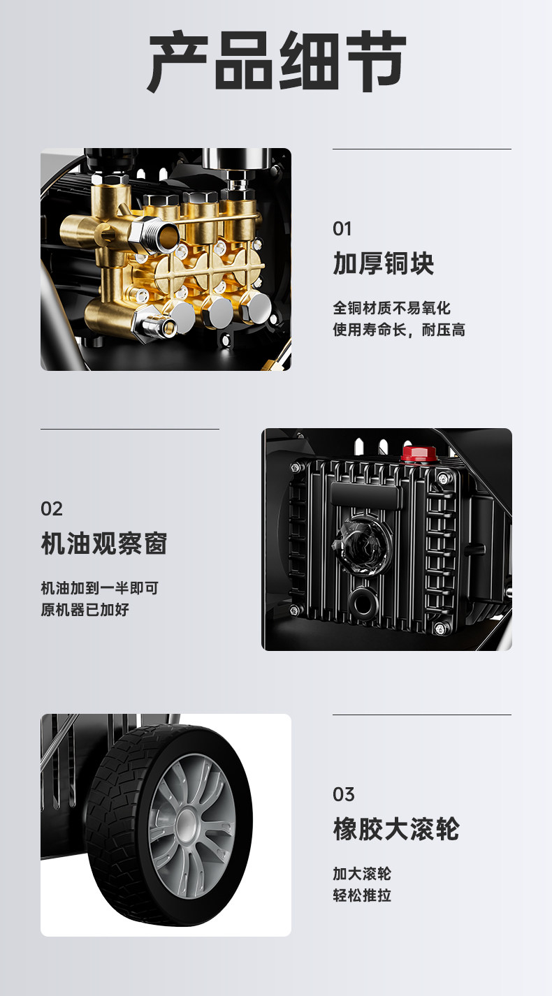 Автомойка 黑猫380v商用洗车机洗车店220v大功率超高压养殖场清洗机水枪水泵