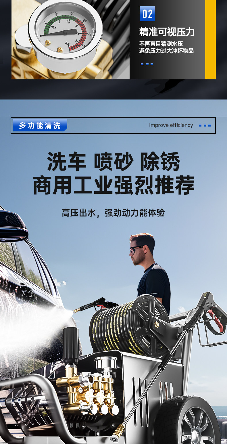 Автомойка 黑猫380v商用洗车机洗车店220v大功率超高压养殖场清洗机水枪水泵