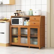 Kitchen rack sideboard microwave oven household living room tableware pot cabinet household solid wood storage cabinet cabinet