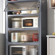 Kitchen shelves thickened multi-layer multi-functional storage cupboard with door floor-standing microwave dust-proof new storage cabinet