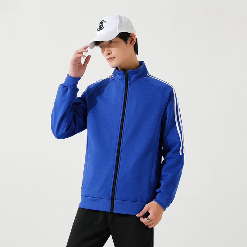 Klein Blue Sports Jacket for Men, Spring and Autumn 2026 New Model, Three-Stripe Outdoor Casual School Uniform Jacket Sweatshirt Klein Blue Sports Jacket for Men, Spring and Autumn 2026 New Model, Three-Stripe Outdoor Casual School Uniform Jacket Sweatshirt