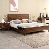 Nordic solid wood bed ebony wood Italian style double wedding bed modern and simple 1 8 meters master bedroom king bed 1 5 meters small apartment