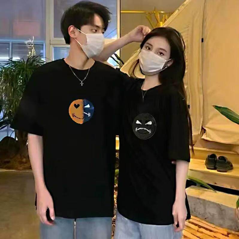 スマイリーフェイスが変わる半袖Tシャツ、夏用カップル向けスパンコール付き柄が変わる服、スパイダーマンTシャツ、男女兼用純綿トップス。