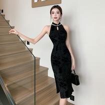 New Chinese style cheongsam light mature dress 2024 summer new model slim fit sleeveless slimming slit one step skirt for women