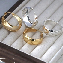 Stainless Steel Gold Plated Smooth Wide Hoop Earrings for Wo