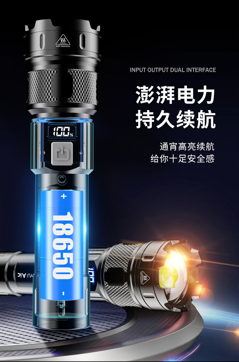 High-brightness, long-lasting, rechargeable, long-range, ultra-bright, outdoor, small, mini, portable, durable, household flashlight