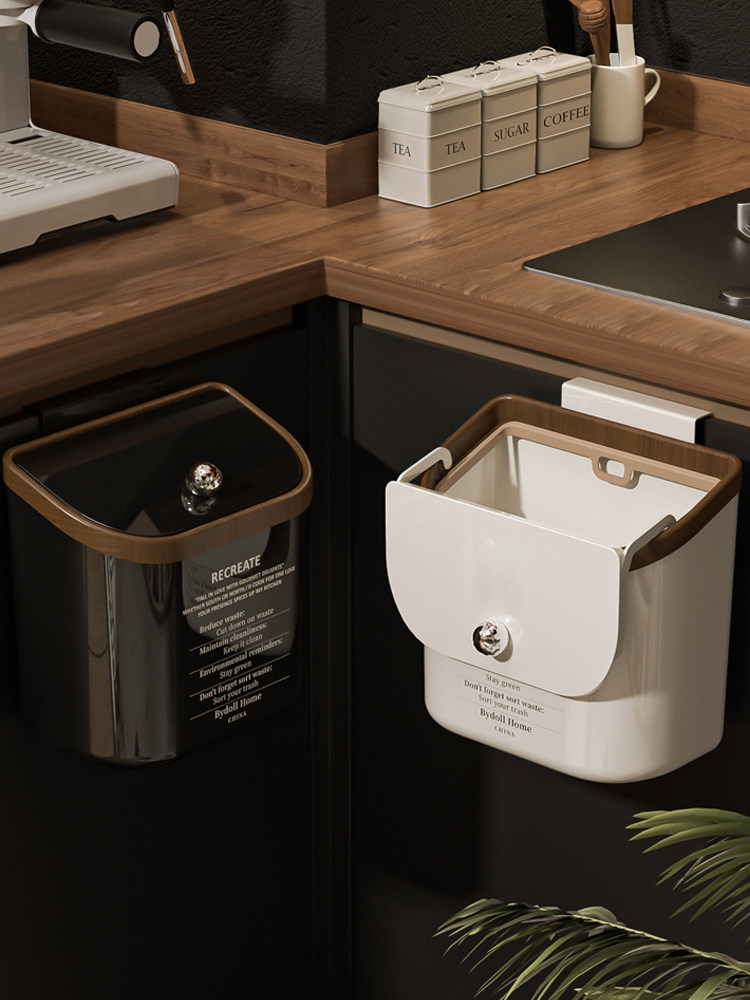 New Wall-Mounted Kitchen Trash Can with Lid for Home Use, Suitable for Narrow Spaces in Bathrooms and Toilets, Hanging Storage Bin for Kitchen Waste