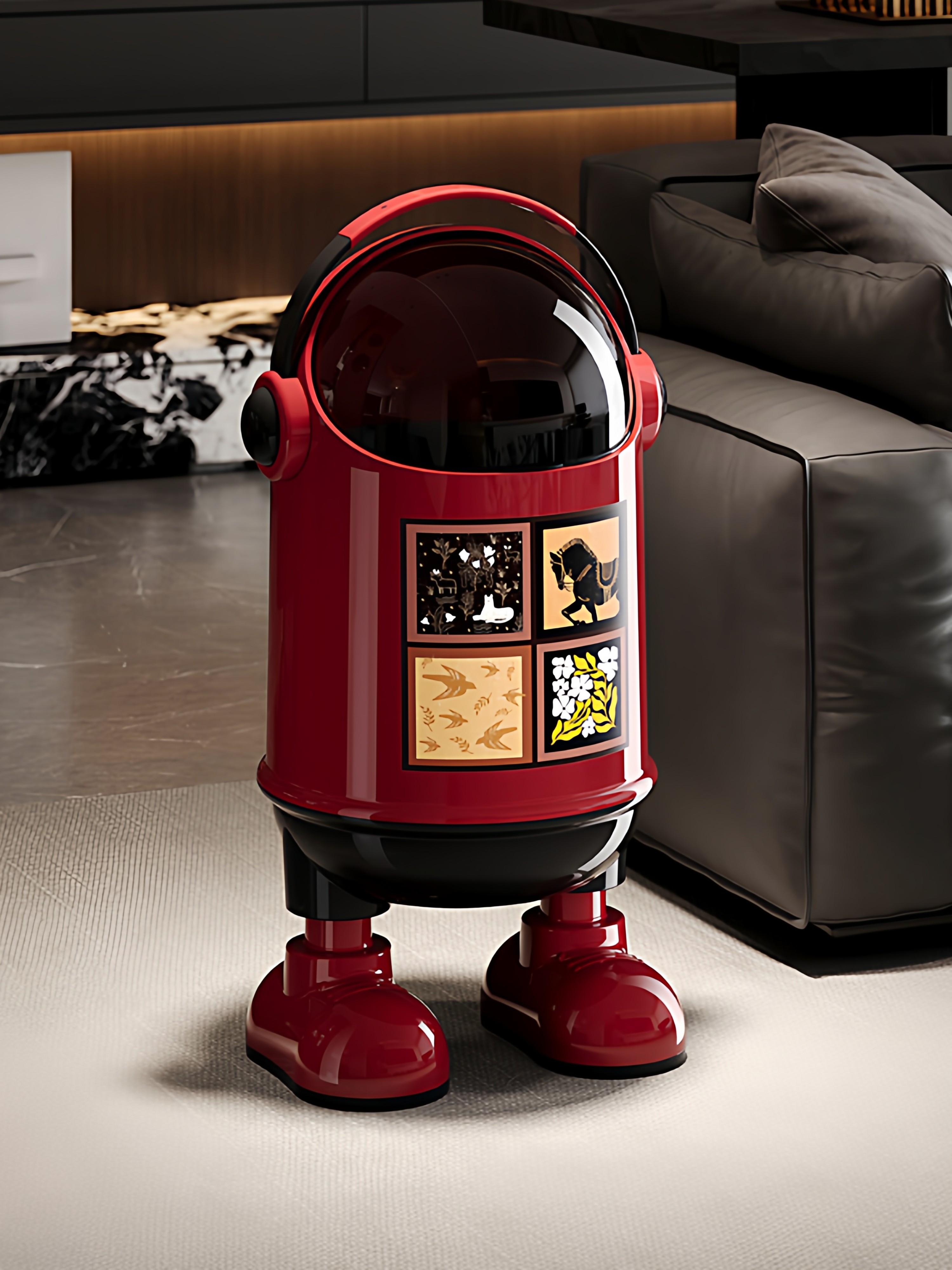 Trash Can for Home Use 2025 New Model Light Luxury High-End Kitchen Bathroom Toilet Living Room Vintage High Aesthetic Large Capacity