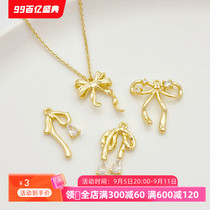 14K gold-filled color-protected zircon bow pendant earrings pendant handmade diy bracelet necklace ear jewelry accessories