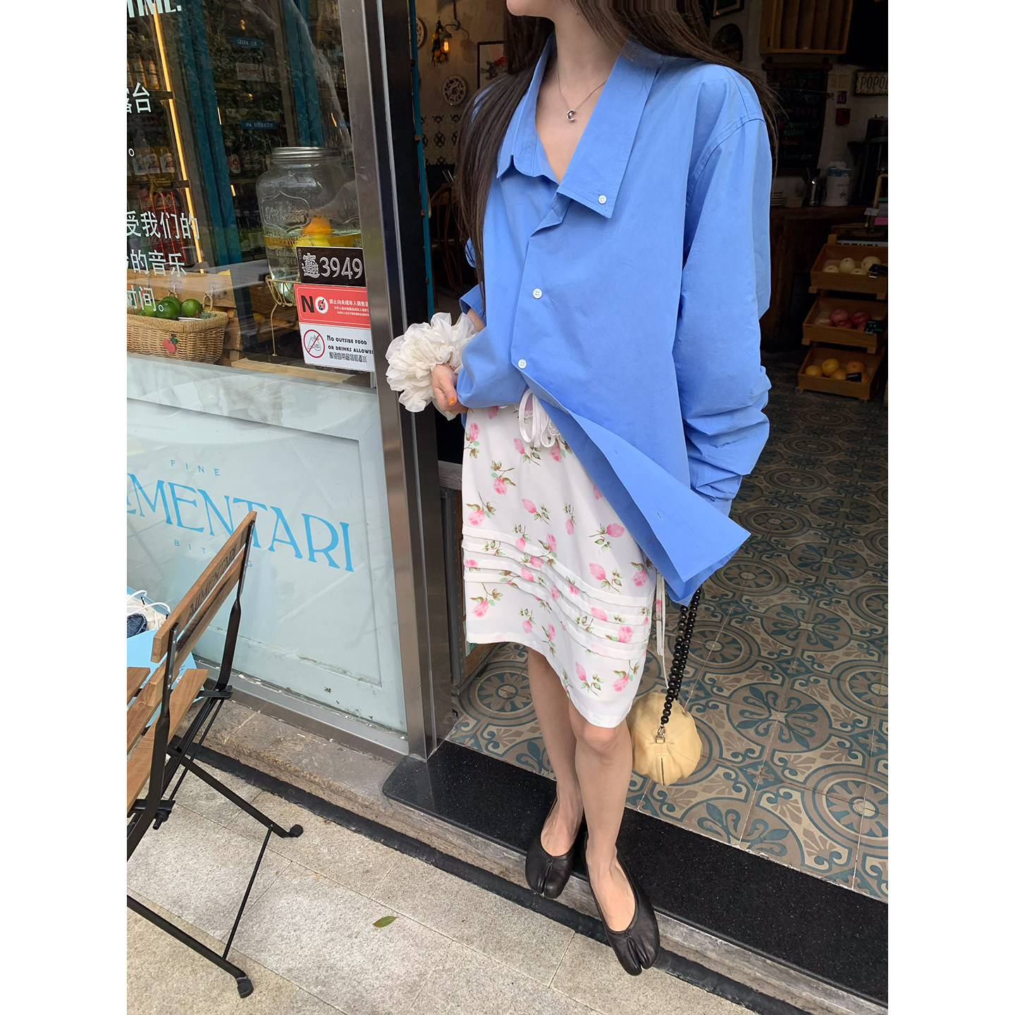 牙套大汪【Тайный сад】Нежная юбка из шифона с цветочным принтом, завязками по бокам и эластичным поясом со складками