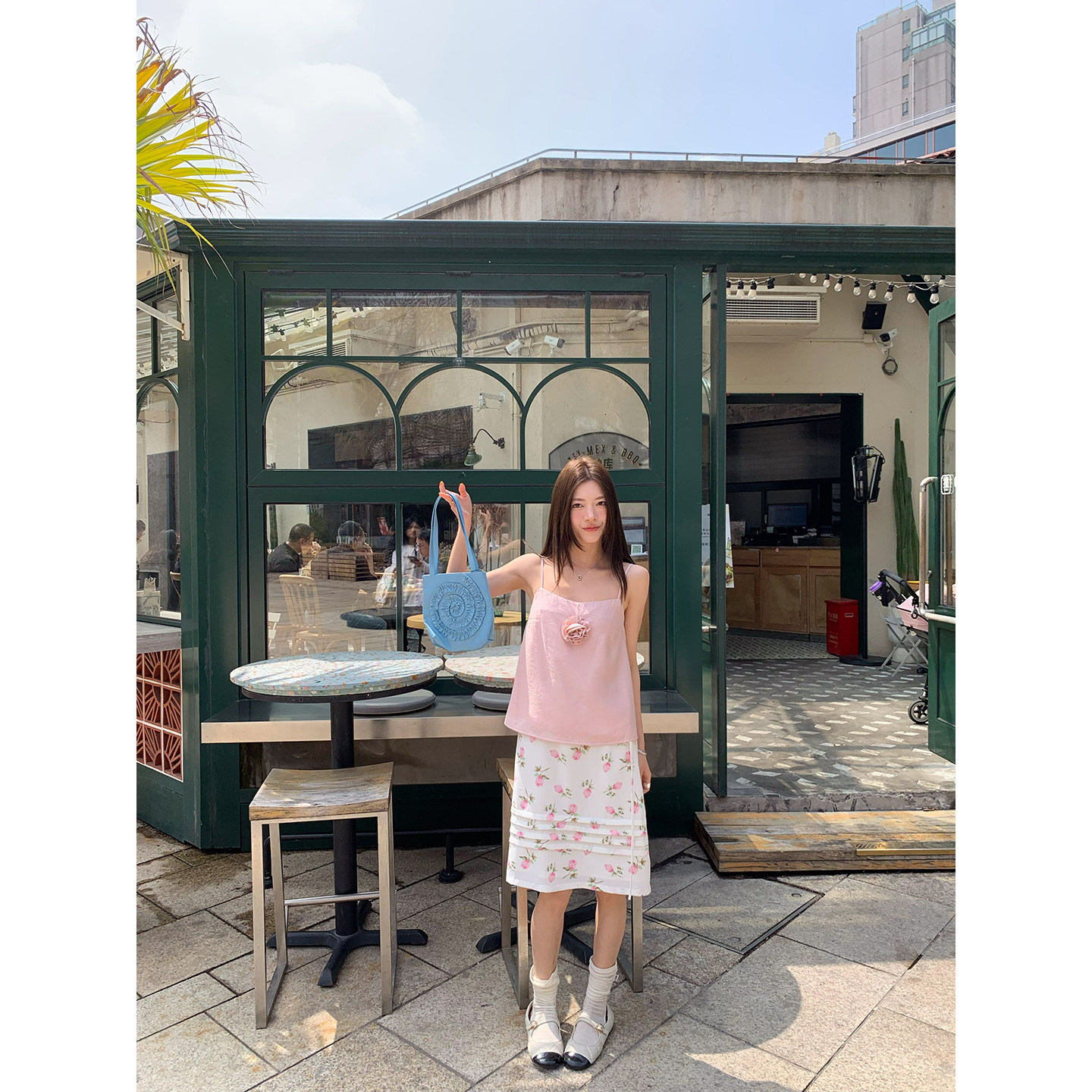 牙套大汪【花朵礼记】топ с объемными цветами розового цвета, регулируемые бретели