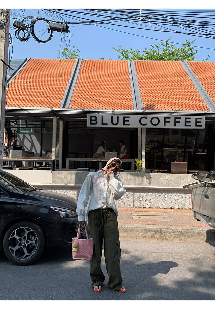 牙套大汪 【Французский белый лунный свет】 Винтажная рубашка с кружевным воротником и объемными рукавами в корейском стиле