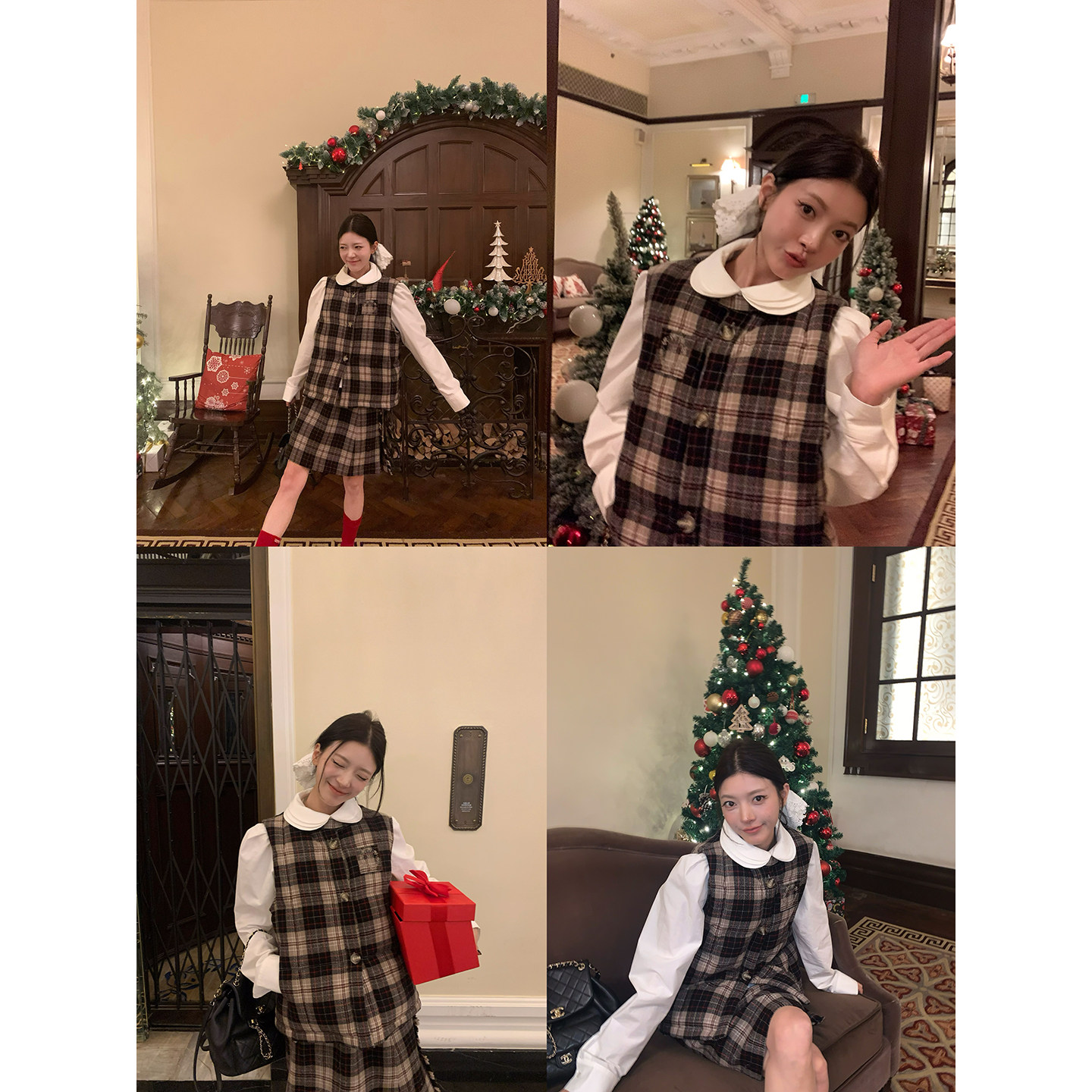 牙套大汪 【双轨女孩】 белая хлопковая рубашка с широкой планкой, складками и воротником-стойкой в школьном стиле