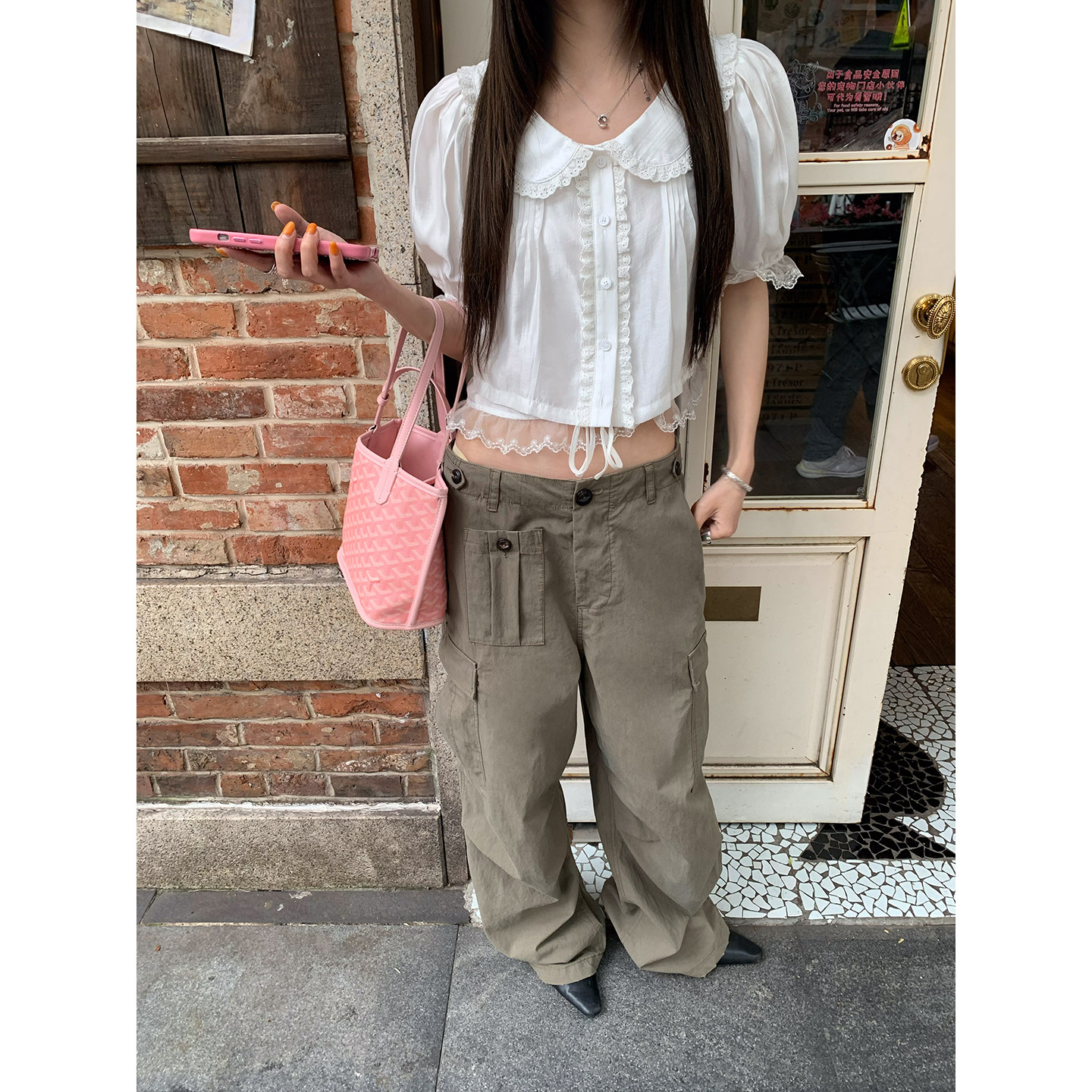 牙套大汪 【工装世家】 Многокарманные рабочие брюки в американском стиле свободного кроя с эффектом стирки