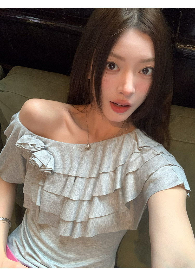 牙套大汪 25 лиоцелл эластичная дизайнерская футболка серая без рукавов короткая стройнящая изысканная универсальная блузка