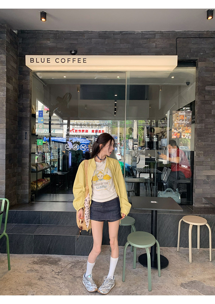 牙套大汪 【Sweet Cool Denim】 джинсовая мини-юбка с заниженной талией оригинального денимового цвета