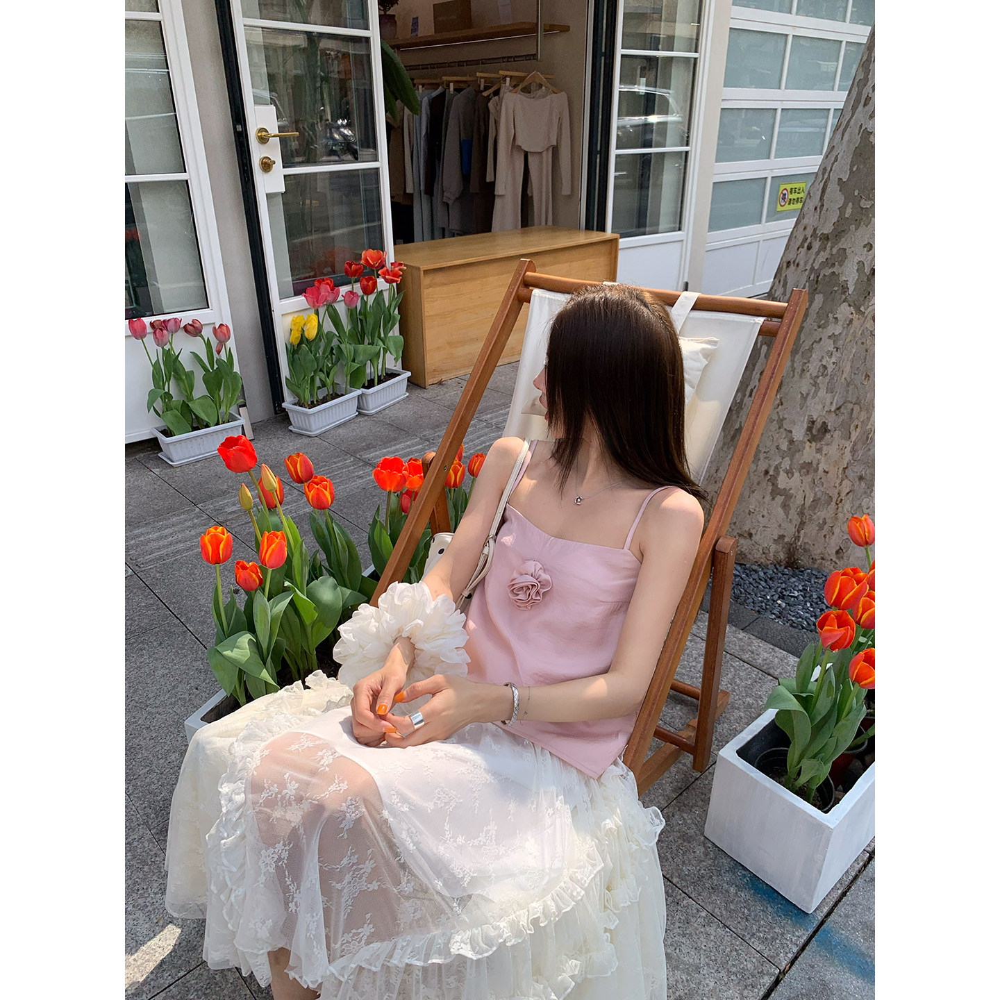 牙套大汪【花朵礼记】топ с объемными цветами розового цвета, регулируемые бретели