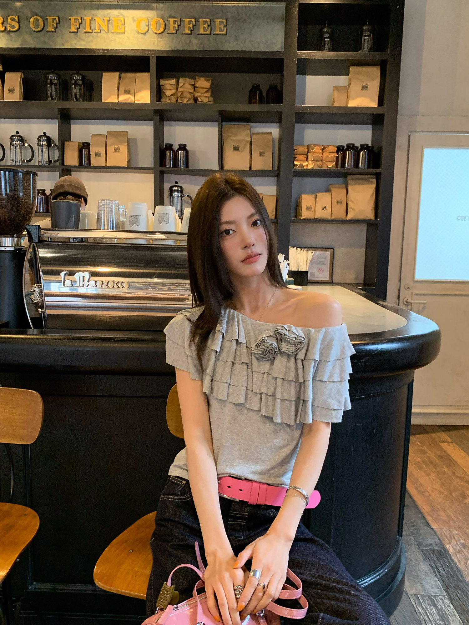 牙套大汪 25 лиоцелл эластичная дизайнерская футболка серая без рукавов короткая стройнящая изысканная универсальная блузка