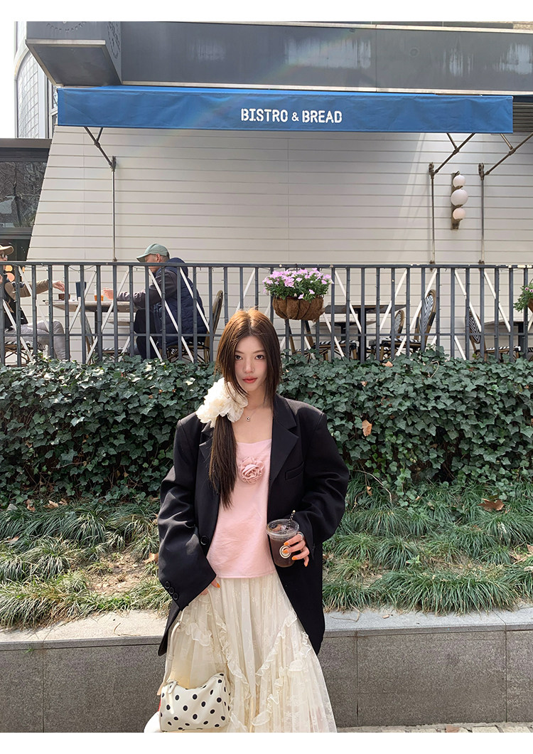 牙套大汪【花朵礼记】топ с объемными цветами розового цвета, регулируемые бретели