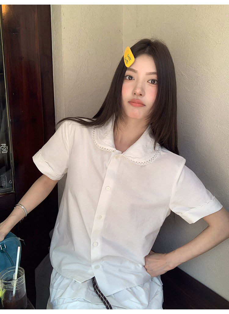 Женский комплект miu - белая рубашка с короткими рукавами и юбка в корейском стиле