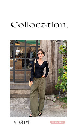 牙套大汪 【Бунтарский квартал】 брюки карго с низкой посадкой, кулиской и большими карманами