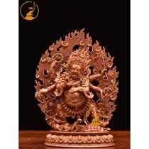 Six-armed Mahakala 3 inches 12 cm Tibetan fine workmanship Buddhist temple ornaments pure copper guardian portable small Buddha statue