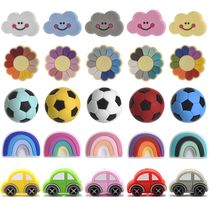 10Pcs Silicone Beads Flower Rainbow Ball Cloud Car Shape Foo