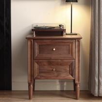 Nordic retro black walnut bedside table all solid wood simple modern bedside table storage cabinet storage cabinet drawer