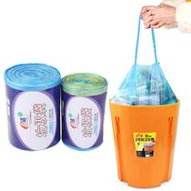 Garbage bag drawstring type household portable thickened large black commercial kitchen waste storage artifact plastic bag