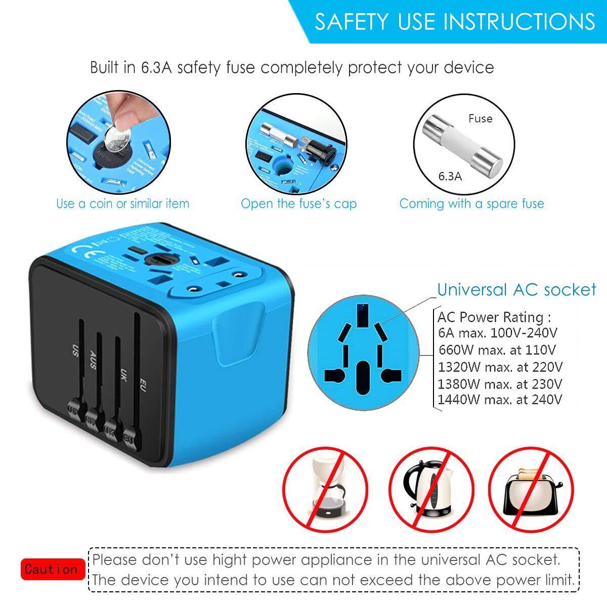 Universal Travel Adapter with 3 USB & Type-C Ports - Taobao product photo 8