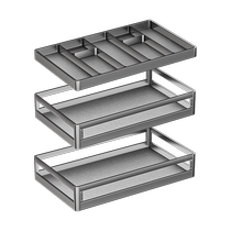 Four Seasons Muge gun gray pull basket kitchen cabinet aluminum alloy three-layer drawer-type seasoning dish rack bowl basket