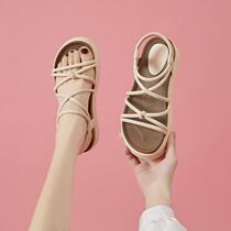 Fashionable and comfortable matching skirt Roman sandals for women 2024 summer new campus thick-soled lightweight beach sandals