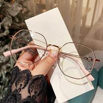 新款金属框防蓝光眼镜女大框韩版潮流学生配近视镜网红素颜平光镜