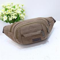 New mens canvas waist bag Mens and womens outdoor multi-layer large-capacity sports running convenient chest bag waist bag