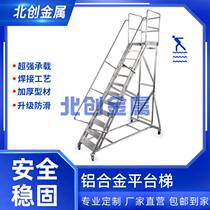 Aluminum alloy Mobile platform Terra Supermarket Warehouse Den High Ladder Shelves With Wheels Stairs Barrico Stock Shelf Goods Ladders