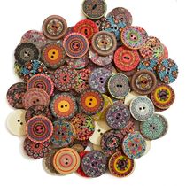 15-25mm 50pcs Retro Wooden Buttons 2 Holes for Handwork Sewi