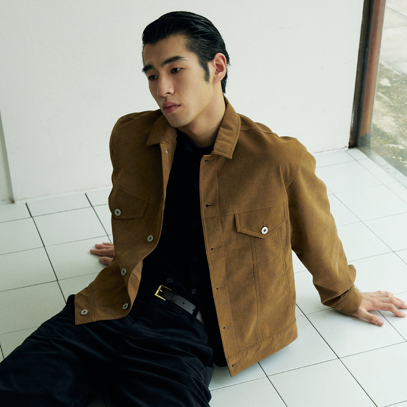 Oneup American Retro Silhouette Brown Leather Jacket High-End Fashion Lapel Loose Flight Workwear Coat Trendy