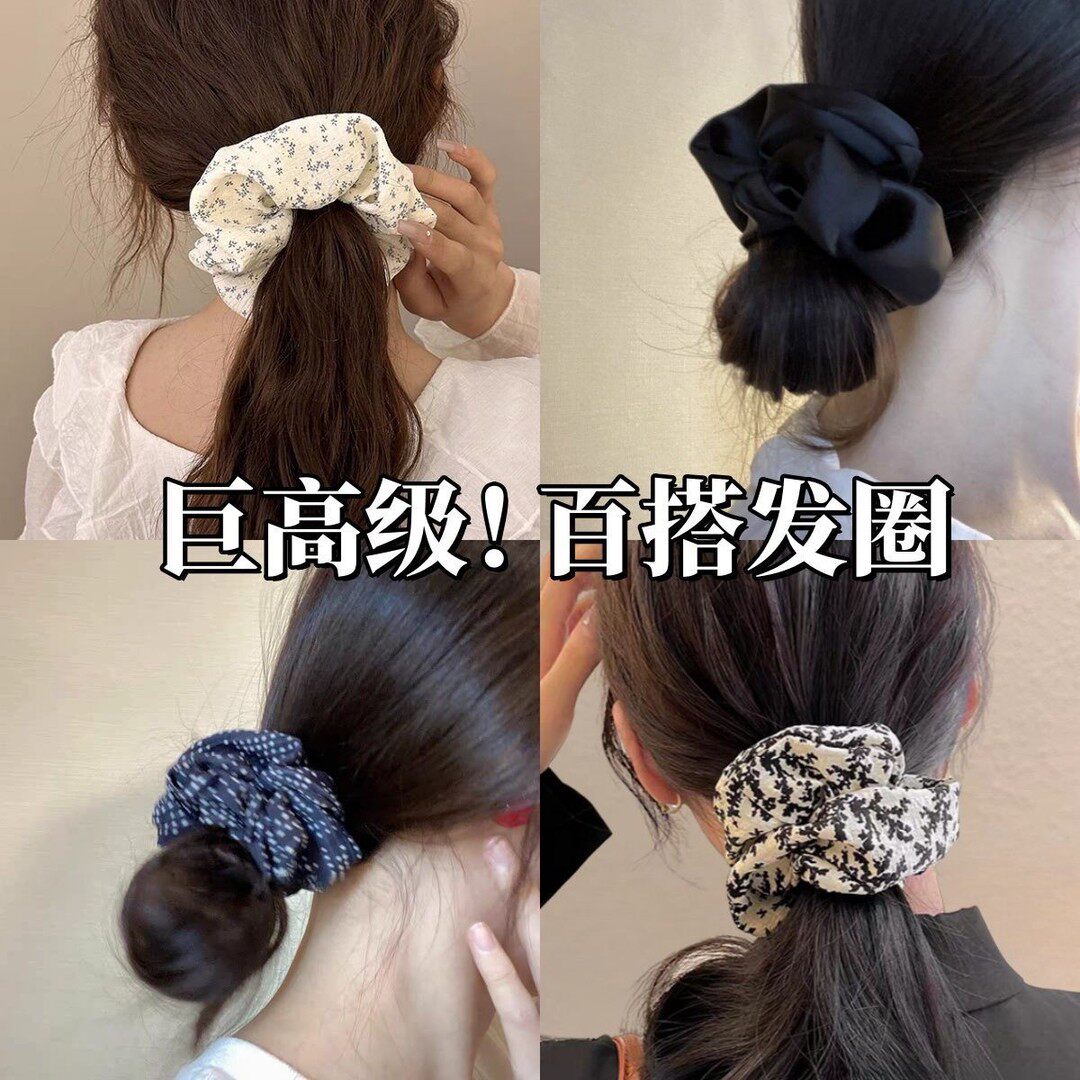 韓国風の高級花柄シュシュ、質感のある生地、レトロ調のヘアゴム、そして個性的なヘアアクセサリー。