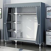 Simple wardrobe for home bedroom simple modern cloth wardrobe for rent dormitory strong and durable steel pipe reinforced bu