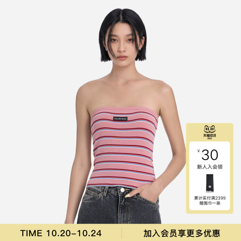 [Same Style as Cai Yilin and Shen Yue] Calledback One-Piece Tube Top Women's 2026 Striped Sleeveless Top