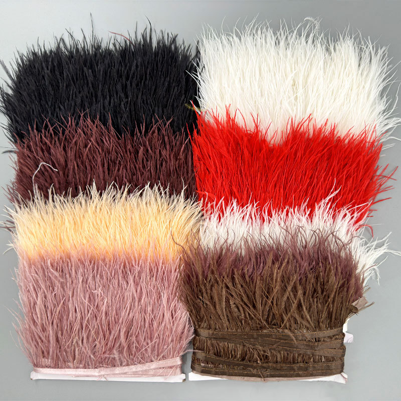 8-10cm Colorful Ostrich Feathers with Fabric Edges for Cuffs, DIY Decorative Accessories, Clothing Skirt Edges, Performance Materials 8-10cm Colorful Ostrich Feathers with Fabric Edges for Cuffs, DIY Decorative Accessories, Clothing Skirt Edges, Performance Materials