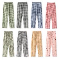 Summer Womens Sleep Pants Korea Fashion Plaid Lounge Sleep