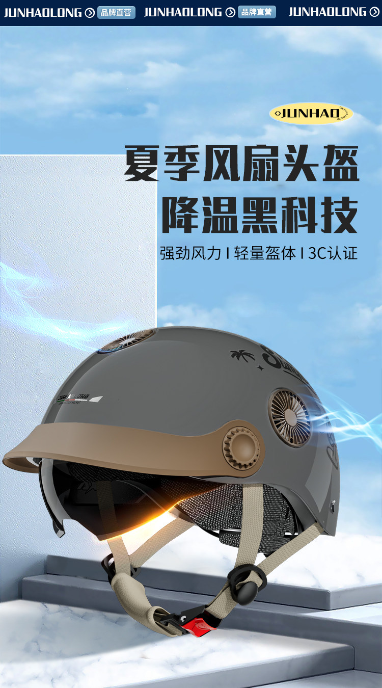 3C Certified Electric Motorcycle Helmet with Fan, Sun Protection