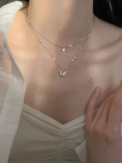 S999纯银蝴蝶项链女款2025新款爆款高级感生日新年礼物送女友老婆