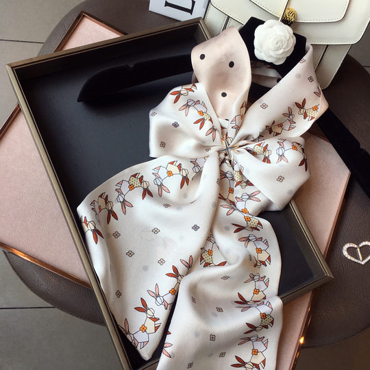 Bufanda de seda francesa de morera para mujer, pañuelo estampado de primavera y verano, cinta, regalo de cumpleaños y Año Nuevo para madre y novia