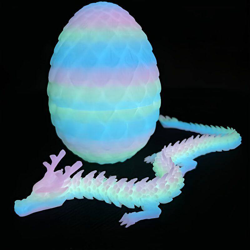3Dプリント光るドラゴンのおもちゃ、カラフルなドラゴンのギフト、子供のおもちゃ、大きなドラゴンの置物、ドラゴンの卵、卓上ディスプレイ、光る中国のドラゴン