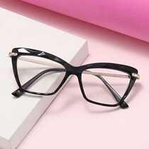 New crystal multi-faceted cat-eye flat mirror European and American retro fashion black frame can be paired with myopia glasses cross-border